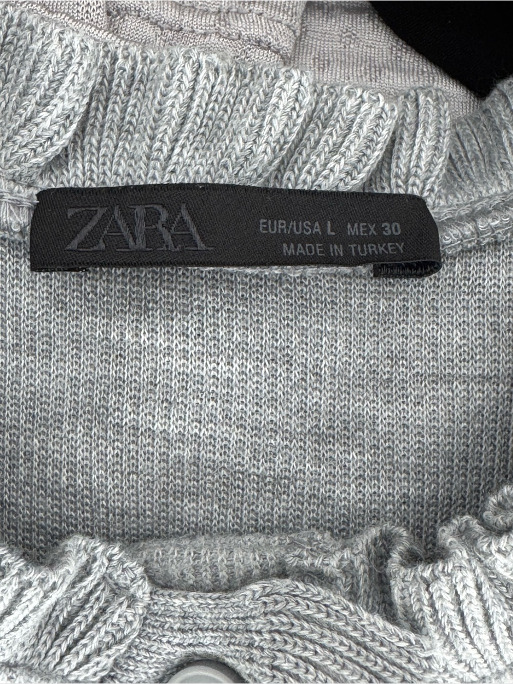 ZARA Gray Ribbed Ruffle Button Front Sleeveless Top - Picture 4 of 4